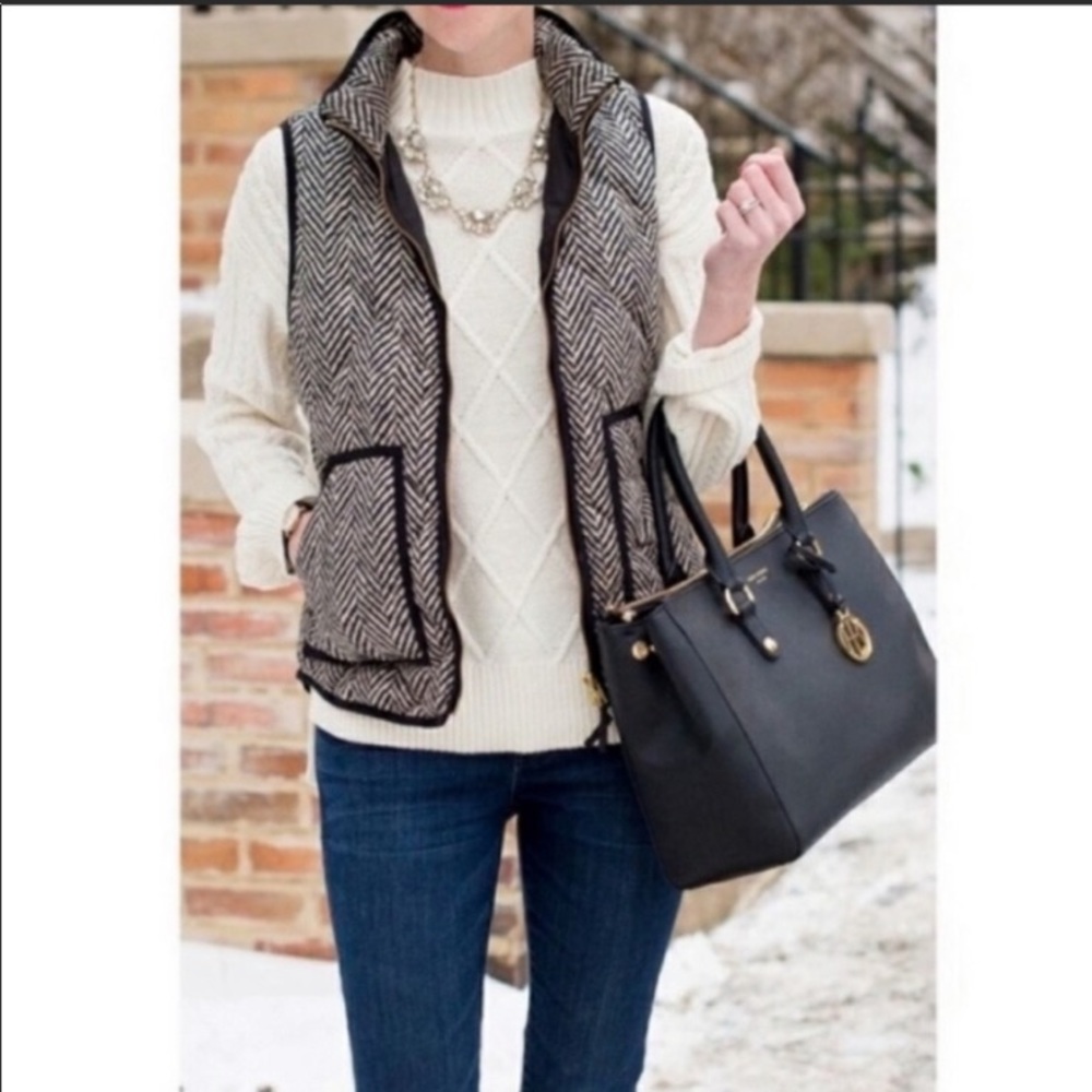 J. Crew Houndstooth Vest Black & Tan Size Medium
